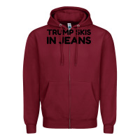 Burgundy trump skis in jeans Zipper Hoodie - artisFamous