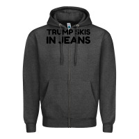 Charcoal Heather trump skis in jeans Zipper Hoodie - artisFamous