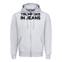 Heather Grey trump skis in jeans Zipper Hoodie - artisFamous