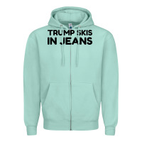 Seafoam trump skis in jeans Zipper Hoodie - artisFamous
