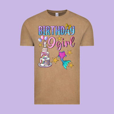 Birthday Girl 9 Vintage Tee Designed By Bundleandbundleshop