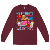 Burgundy My Patients is Valentines Long Sleeve Tee - CowhideDigitalArt