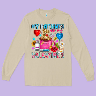 My Patients Is Valentines Long Sleeve Tee Designed By Cowhidedigitalart