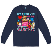 Navy My Patients is Valentines Long Sleeve Tee - CowhideDigitalArt