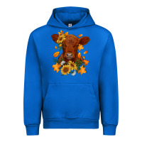 Cobalt fall red angus calf dried leaves and sunflowers Urban Hoodie - RanaPortraitStore