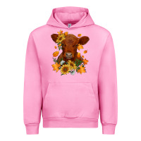 Fuchsia Pink fall red angus calf dried leaves and sunflowers Urban Hoodie - RanaPortraitStore