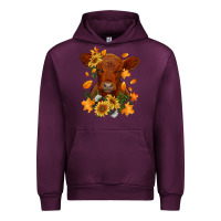 Mauve Wine fall red angus calf dried leaves and sunflowers Urban Hoodie - RanaPortraitStore