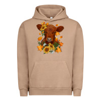 Pigment Burro fall red angus calf dried leaves and sunflowers Urban Hoodie - RanaPortraitStore