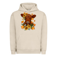 Pigment French Oak fall red angus calf dried leaves and sunflowers Urban Hoodie - RanaPortraitStore