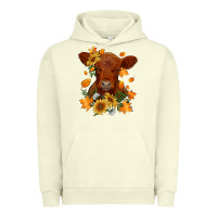 Pigment Pistachio fall red angus calf dried leaves and sunflowers Urban Hoodie - RanaPortraitStore