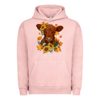 Pigment Salmon fall red angus calf dried leaves and sunflowers Urban Hoodie - RanaPortraitStore