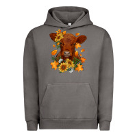 Pigment Tornado fall red angus calf dried leaves and sunflowers Urban Hoodie - RanaPortraitStore