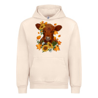 Fall Red Angus Calf Dried Leaves And Sunflowers Urban Hoodie | Teevron