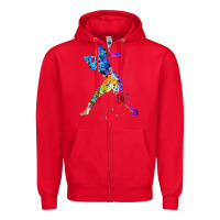 Red girl's softball Zipper Hoodie - artisFamous