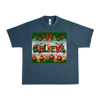 Midnight Navy Christmas Believe Urban Heavy Tee - BundleAndBundleShop