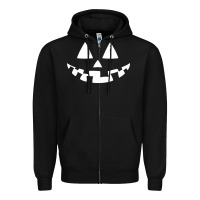 Black halloween jack o lantern (white) Zipper Hoodie - artisFamous