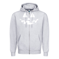 Heather Grey halloween jack o lantern (white) Zipper Hoodie - artisFamous