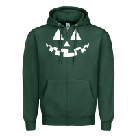 Sports Green halloween jack o lantern (white) Zipper Hoodie - artisFamous