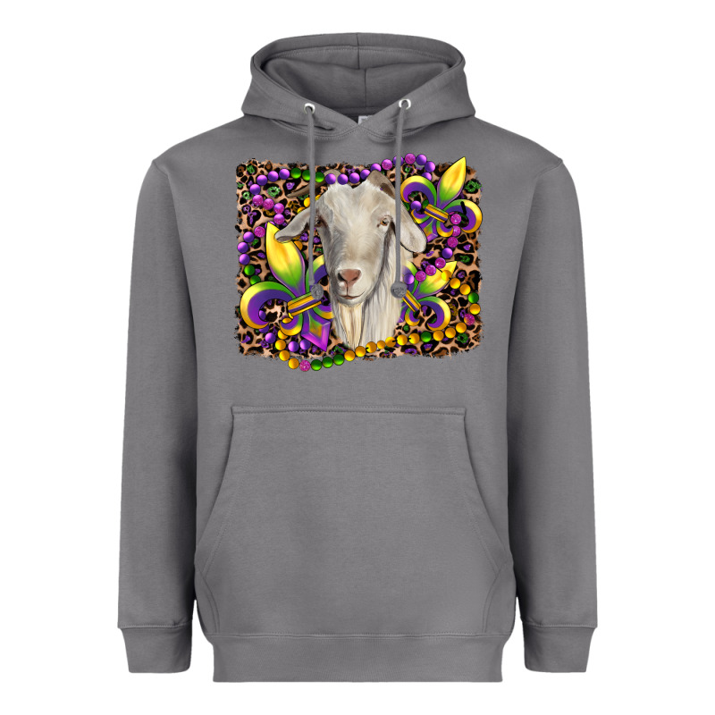 Mardi Gras Goat Fleur De Lis Heavyweight Hoodie by RanaPortraitStore | Teevron