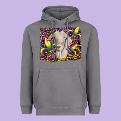 Mardi Gras Goat Fleur De Lis Heavyweight Hoodie Designed By Ranaportraitstore
