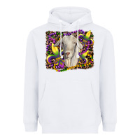 White mardi gras goat fleur de lis Heavyweight Hoodie - RanaPortraitStore
