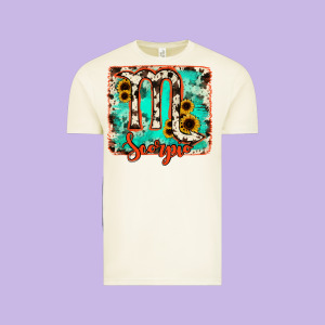 Scorpio Turquoise Cowhide Vintage Tee Designed By Ranaportraitstore