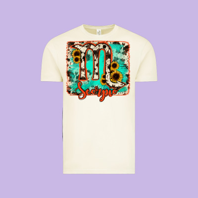 Scorpio Turquoise Cowhide Vintage Tee Designed By Ranaportraitstore