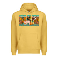 Antique Gold Fall farm animals cow pig rooster Premium Hoodie - Artiststas