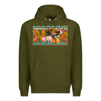 Army Green Fall farm animals cow pig rooster Premium Hoodie - Artiststas
