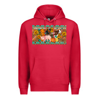 Cardinal Fall farm animals cow pig rooster Premium Hoodie - Artiststas
