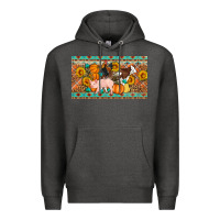 Charcoal Heather Fall farm animals cow pig rooster Premium Hoodie - Artiststas
