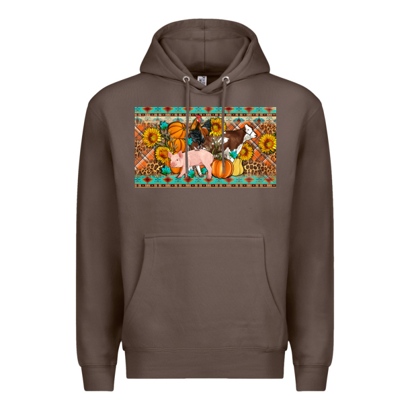 Fall Farm Animals Cow Pig Rooster Premium Hoodie by Artiststas | Teevron