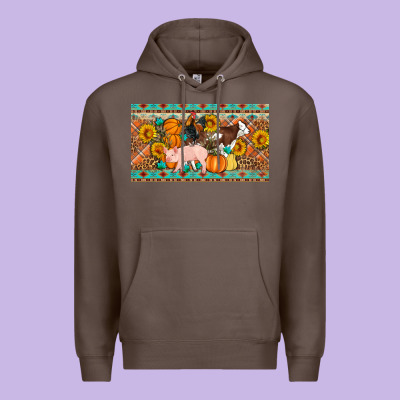 Fall Farm Animals Cow Pig Rooster Premium Hoodie Designed By Artiststas