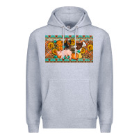 Heather Grey Fall farm animals cow pig rooster Premium Hoodie - Artiststas