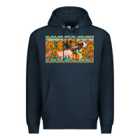Navy Fall farm animals cow pig rooster Premium Hoodie - Artiststas
