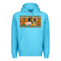 Ocean Blue Fall farm animals cow pig rooster Premium Hoodie - Artiststas