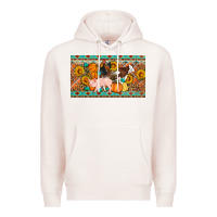 Pale Pink Fall farm animals cow pig rooster Premium Hoodie - Artiststas