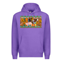 Purple Fall farm animals cow pig rooster Premium Hoodie - Artiststas