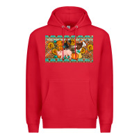 Red Fall farm animals cow pig rooster Premium Hoodie - Artiststas