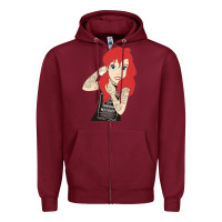 Burgundy ariel tatoo Zipper Hoodie - artisFamous