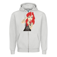 Dove Grey ariel tatoo Zipper Hoodie - artisFamous