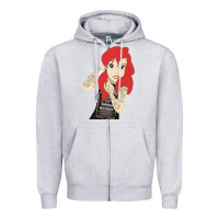 Heather Grey ariel tatoo Zipper Hoodie - artisFamous