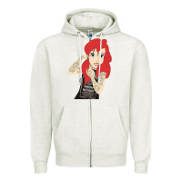 Oatmeal Heather ariel tatoo Zipper Hoodie - artisFamous