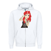 White ariel tatoo Zipper Hoodie - artisFamous