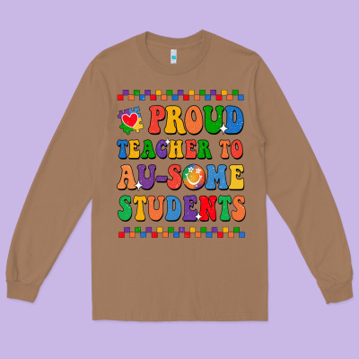 Proud Teacher To Au-some Student Long Sleeve Tee Designed By Cowhidedigitalart