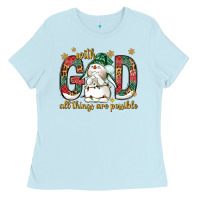 Baby Blue with god all things are possible with snowman bbs Ladies Tee - BundleAndBundleShop