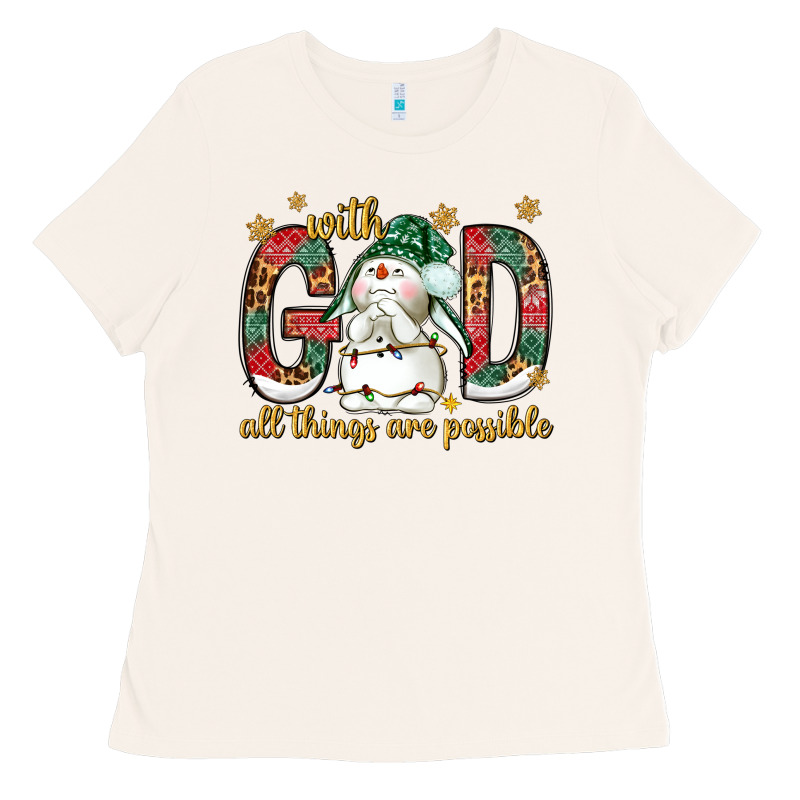 With God All Things Are Possible With Snowman Bbs Ladies Tee by BundleAndBundleShop | Teevron