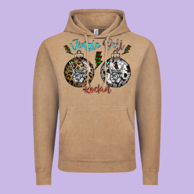 Jingle Bell Rockin Vintage Hoodie Designed By Cowhidedigitalart