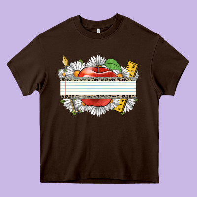 Floral Teacher Custom Name Heavy Core Tee Designed By Cowgirlartshop