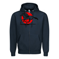 Navy horse racing Zipper Hoodie - artisFamous
